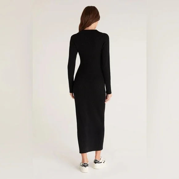 NWT Z Supply Runaway Zip Henley Black Dress (size small) - Picture 3 of 8